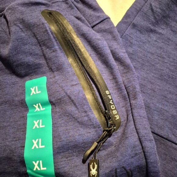 Spyder Active men's size XL navy tapered leg reflective joggers, NWT - Picture 3 of 9